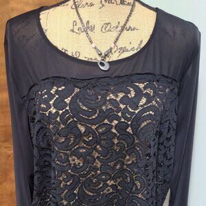 Rafaella Black Lace Top, 1X